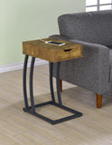 Troy 1-drawer C-Shaped Side Table Power Outlet Cappuccino
