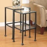 Leilani Glass Top Nesting Table Set Black