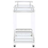 Jefferson 2-tier Glass Shelf Acrylic Bar Cart Chrome
