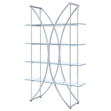 Larson 73-inch 4-shelf Glass Bookshelf Chrome
