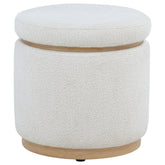 Remuda Boucle Upholstered Round Storage Ottoman Ivory