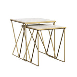 Bette Marble Top Nesting Table Set White and Gold