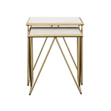 Bette Marble Top Nesting Table Set White and Gold