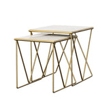 Bette Marble Top Nesting Table Set White and Gold