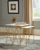 Bette Marble Top Nesting Table Set White and Gold