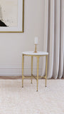 Baldwin Rectangular Marble Top Side Table White and Gold