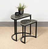 Zakiya Demilune Nesting Table Set Black and White
