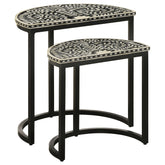 Zakiya Demilune Nesting Table Set Black and White