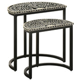 Zakiya Demilune Nesting Table Set Black and White