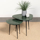 Tobias Triangular Marble Top Nesting Table Green