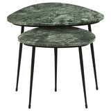 Tobias Triangular Marble Top Nesting Table Green