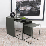 Imez Rectangular Metal Nesting Table Set Grey