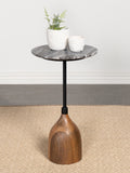 Ophelia Round Marble Top Accent Side Table Black