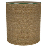 Halden Round Woven Seagrass Accent Side Table Light Brown