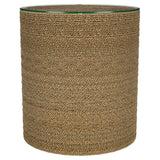 Halden Round Woven Seagrass Accent Side Table Light Brown