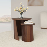 Yency Round Mango Wood Nesting Table Set Dark Brown
