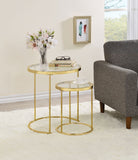Maylin Round Glass Top Nesting Table Set Gold