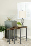 Deja Round Nesting Table Set Natural and Gunmetal