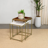 Bolden Wood and Marble Top Nesting Table Set Gold