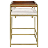 Bolden Wood and Marble Top Nesting Table Set Gold