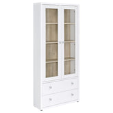 Hawthorne 4-shelf Glass Door Tall Cabinet with Drawers