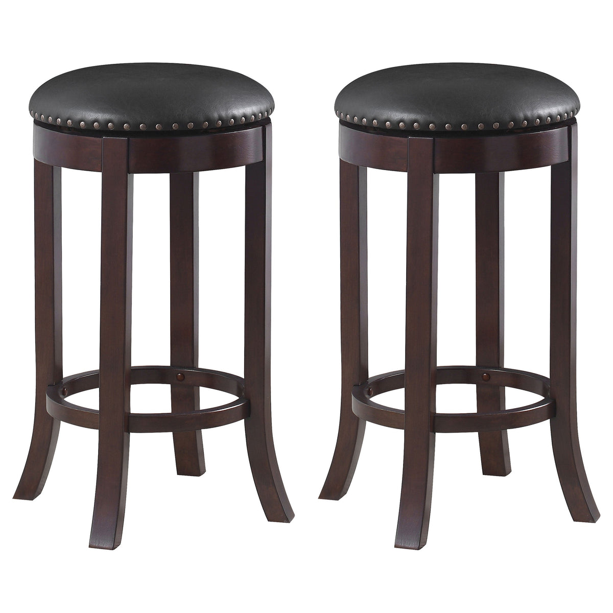 Aboushi Swivel Bar Stools with Upholstered Seat Brown (Set of 2)