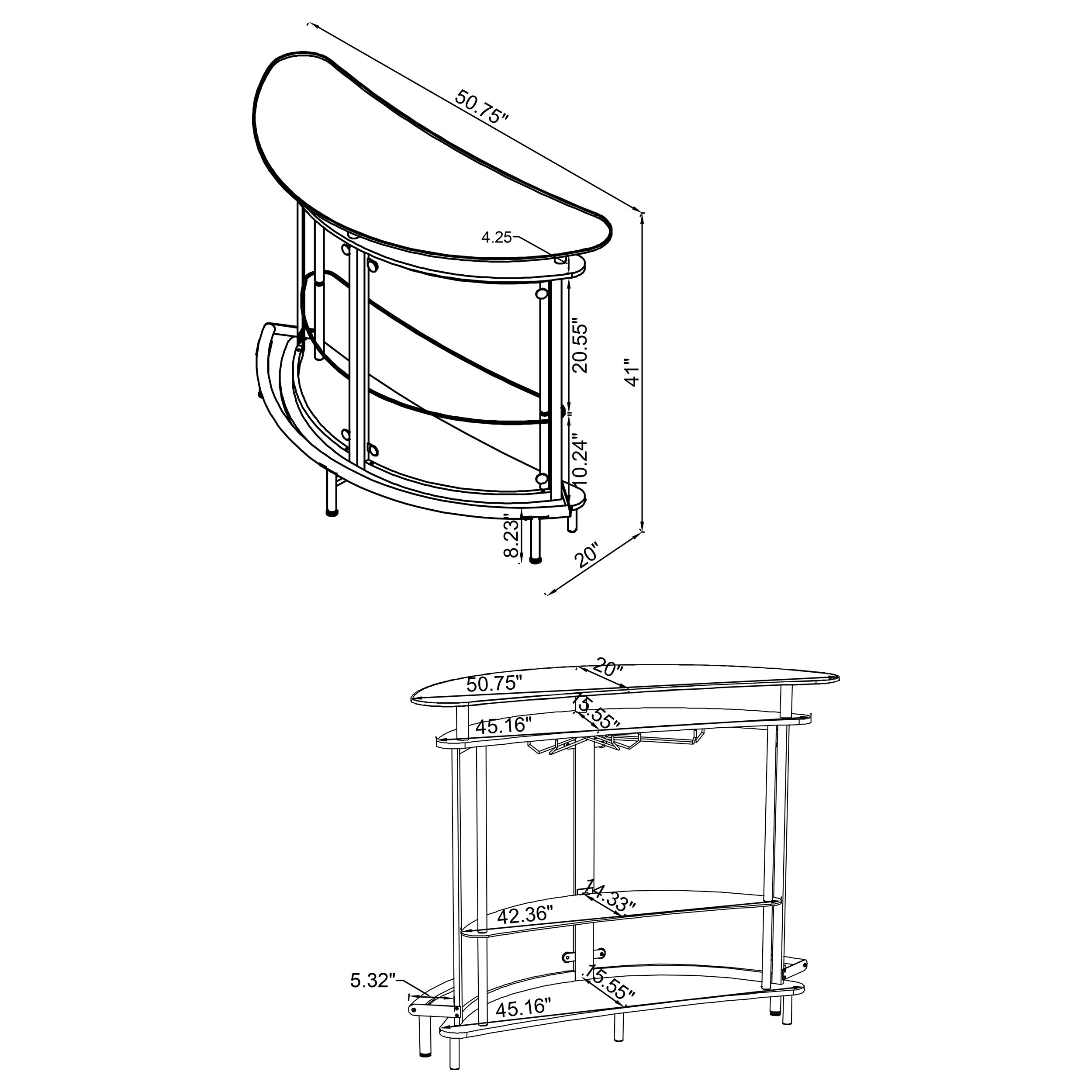 Amarillo 2-tier Bar Unit White and Chrome