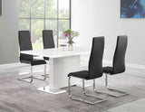 Anges  Dining Set White High Gloss and Black