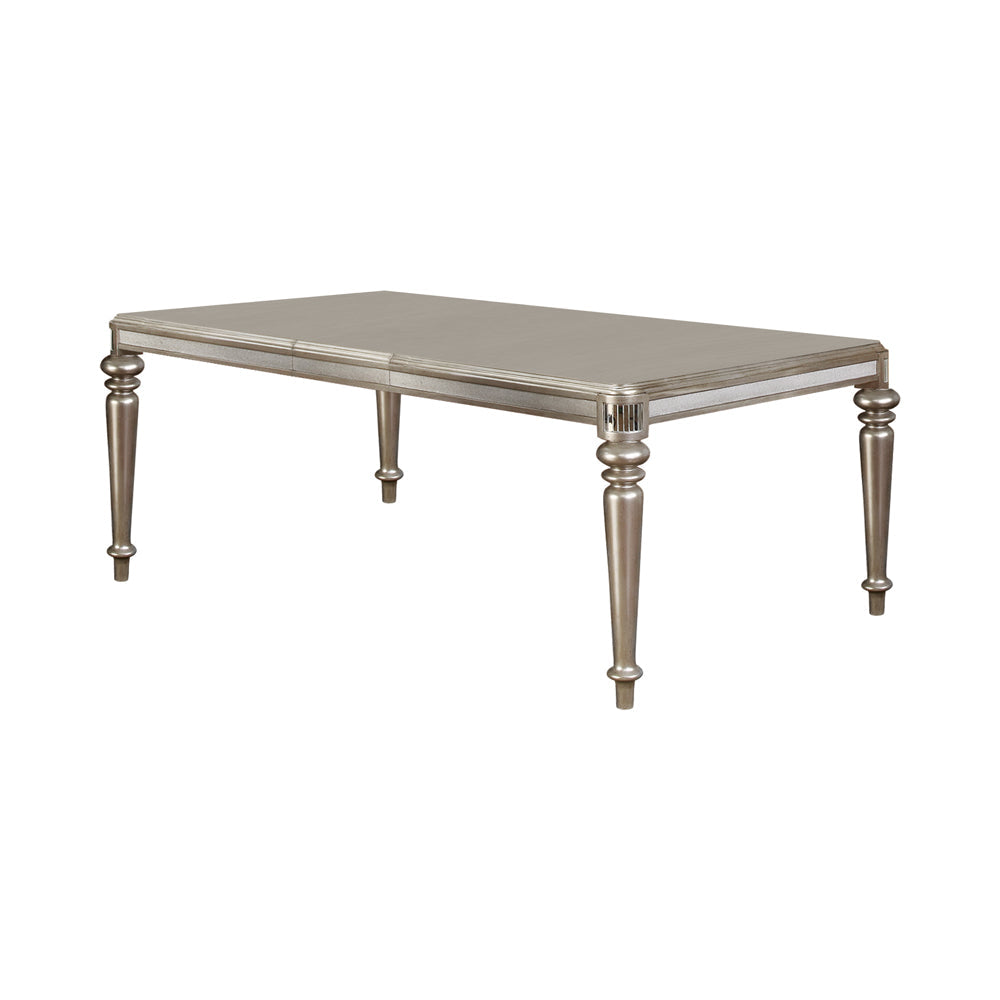 Bling Game Rectangular Dining Table with Leaf Metallic Platinum