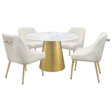 Ambrose Round 50-inch Marble Top Dining Table Brushed Gold