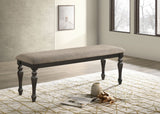 Bridget Upholstered Dining Bench Stone Brown and Charcoal Sandthrough