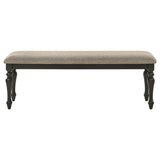 Bridget Upholstered Dining Bench Stone Brown and Charcoal Sandthrough