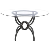 Aviano 48" Round Glass Top Dining Table Clear and Gunmetal