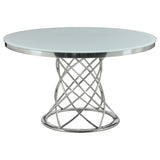 Irene  Round Glass Top Dining Set White and Chrome