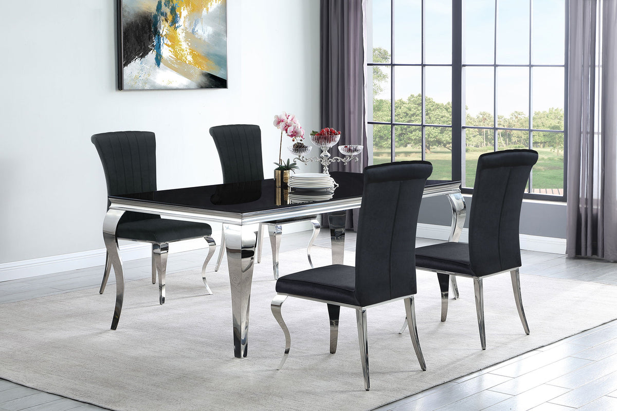 Carone  81" Rectangular Dining Set Black and Chrome