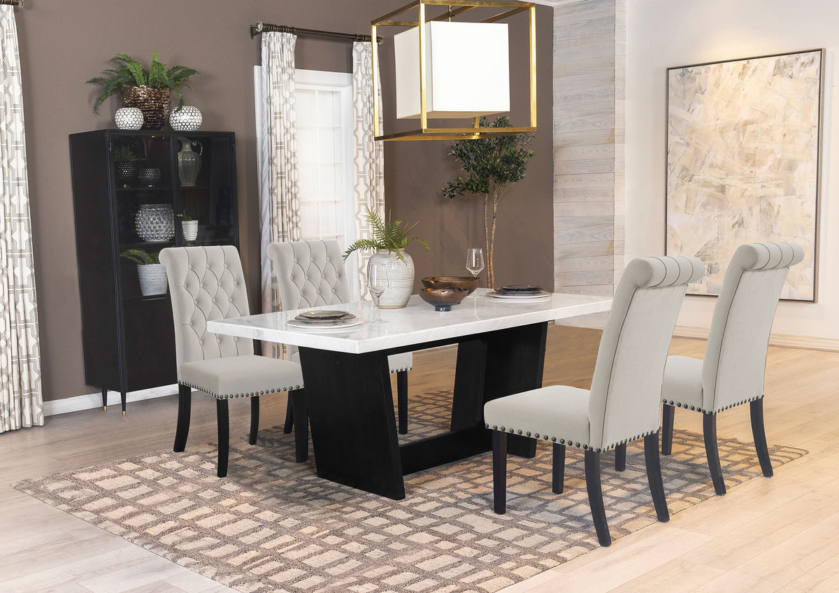 Sherry  Rectangular Marble Top Dining Table Set Brown