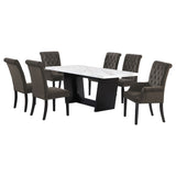 Sherry  Rectangular Marble Top Dining Set Brown and White