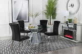 Quinn 5-piece Round Glass Top Mirrored Dining Set