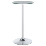 Abiline Glass Top Round Bar Table Chrome