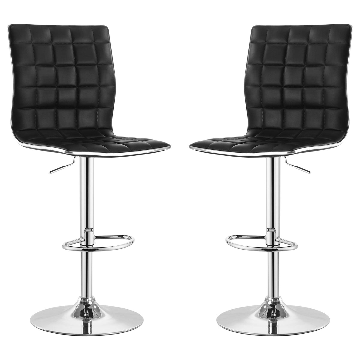 Ashbury Upholstered Adjustable Bar Stool Black / White (Set of 2)