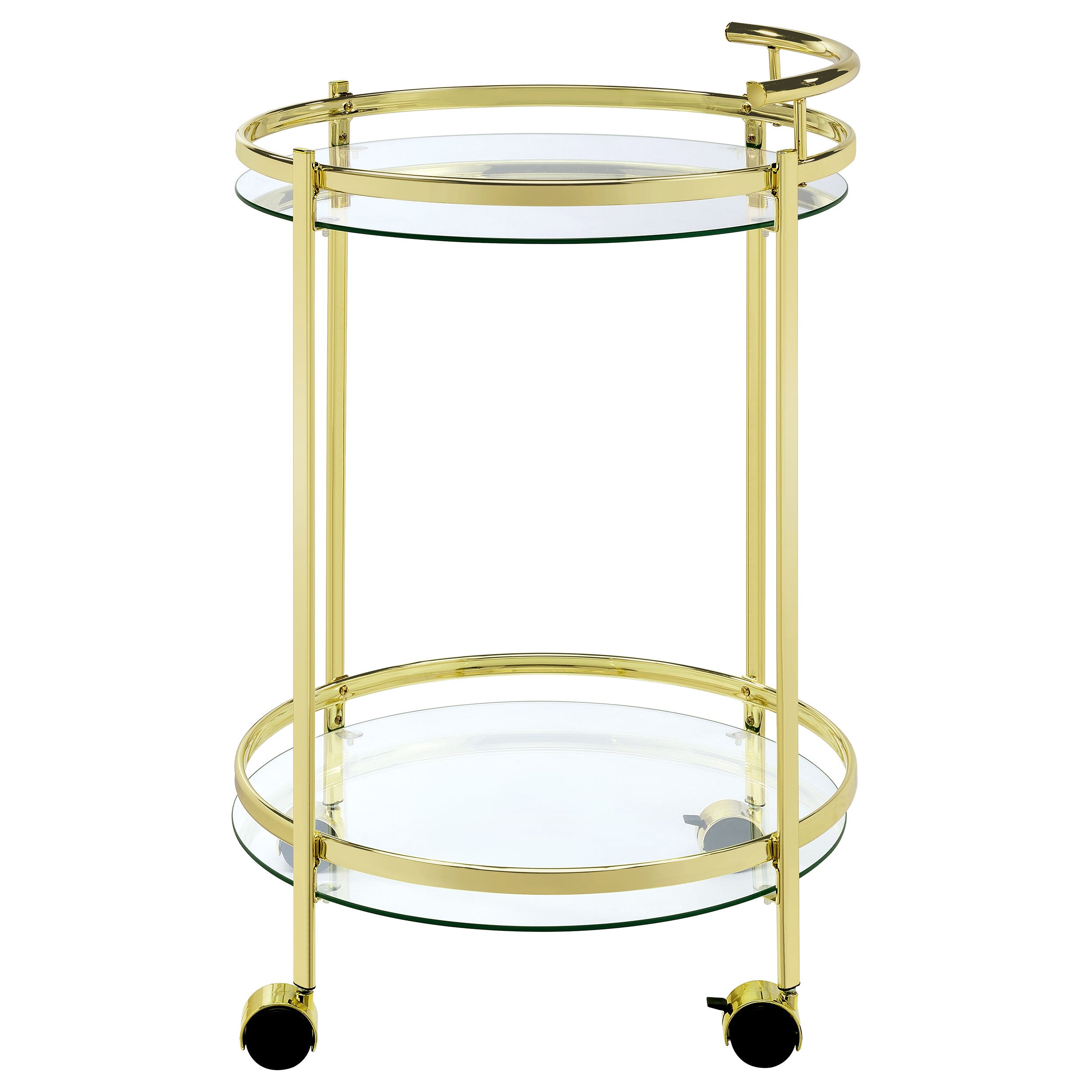 Chrissy 2-tier Round Glass Bar Cart Brass