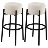 Leonard Upholstered Backless Round Stools White and Black (Set of 2)