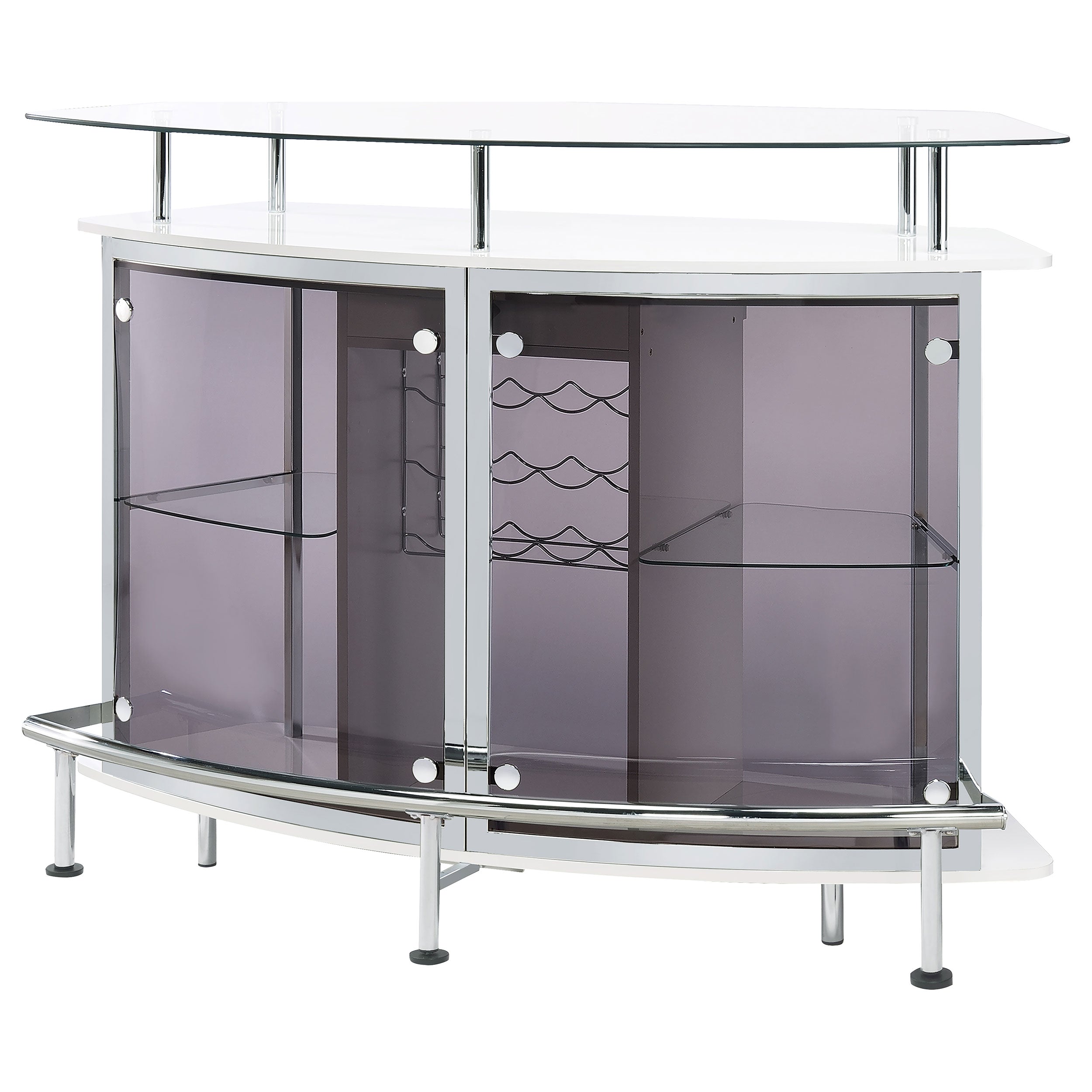 Gideon Crescent Shaped Glass Top Bar Unit with Drawer