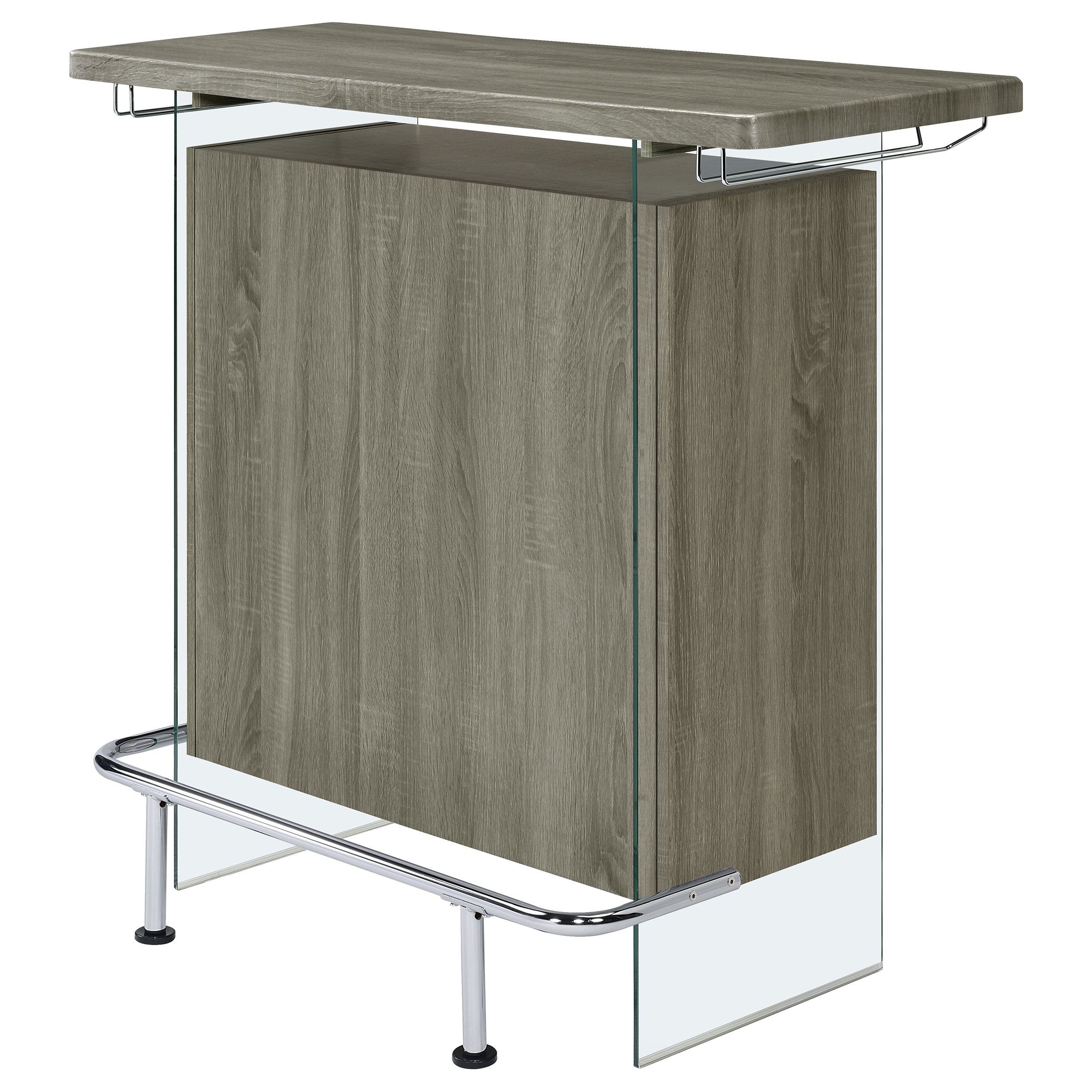 Acosta Rectangular Bar Unit with Footrest and Glass Side Panels