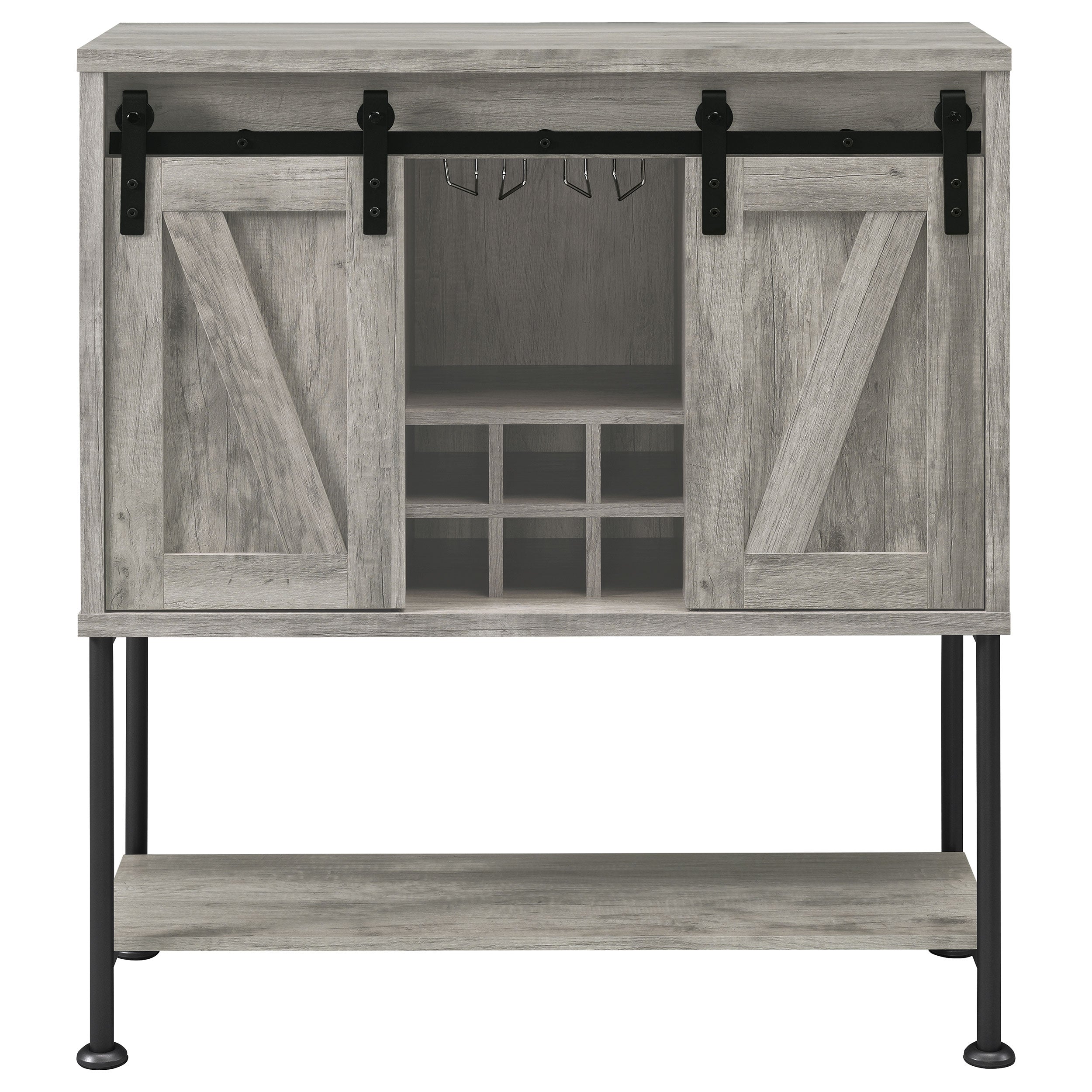 Claremont Sliding Door Bar Cabinet with Lower Shelf Grey Driftwood