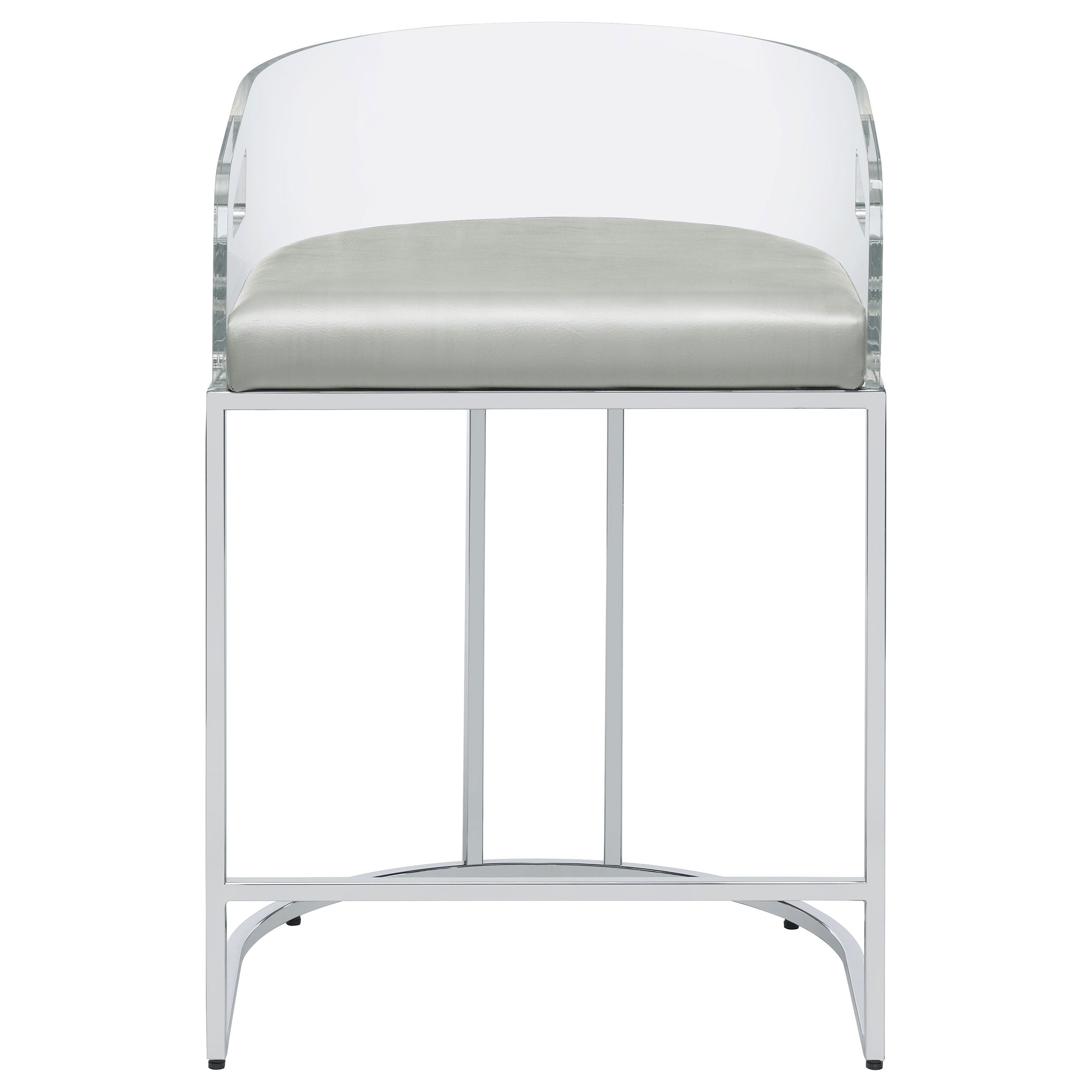 Thermosolis Acrylic Back Counter Height Stools Grey and Chrome (Set of 2)