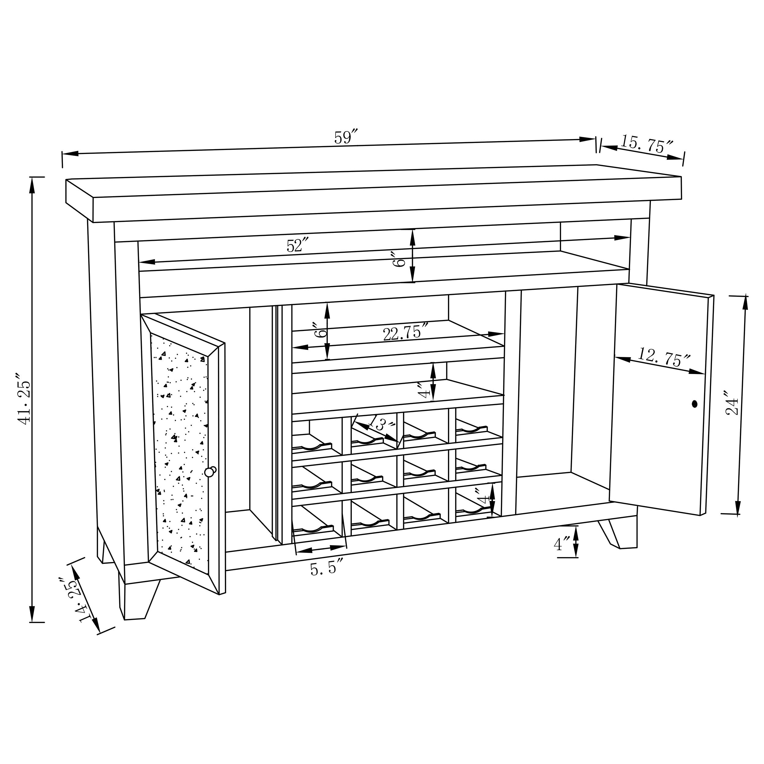 Melinda 2-door Wine Cabinet with Lighting Mirror