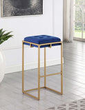 Nadia Square Padded Seat Bar Stool (Set of 2) Blue and Gold