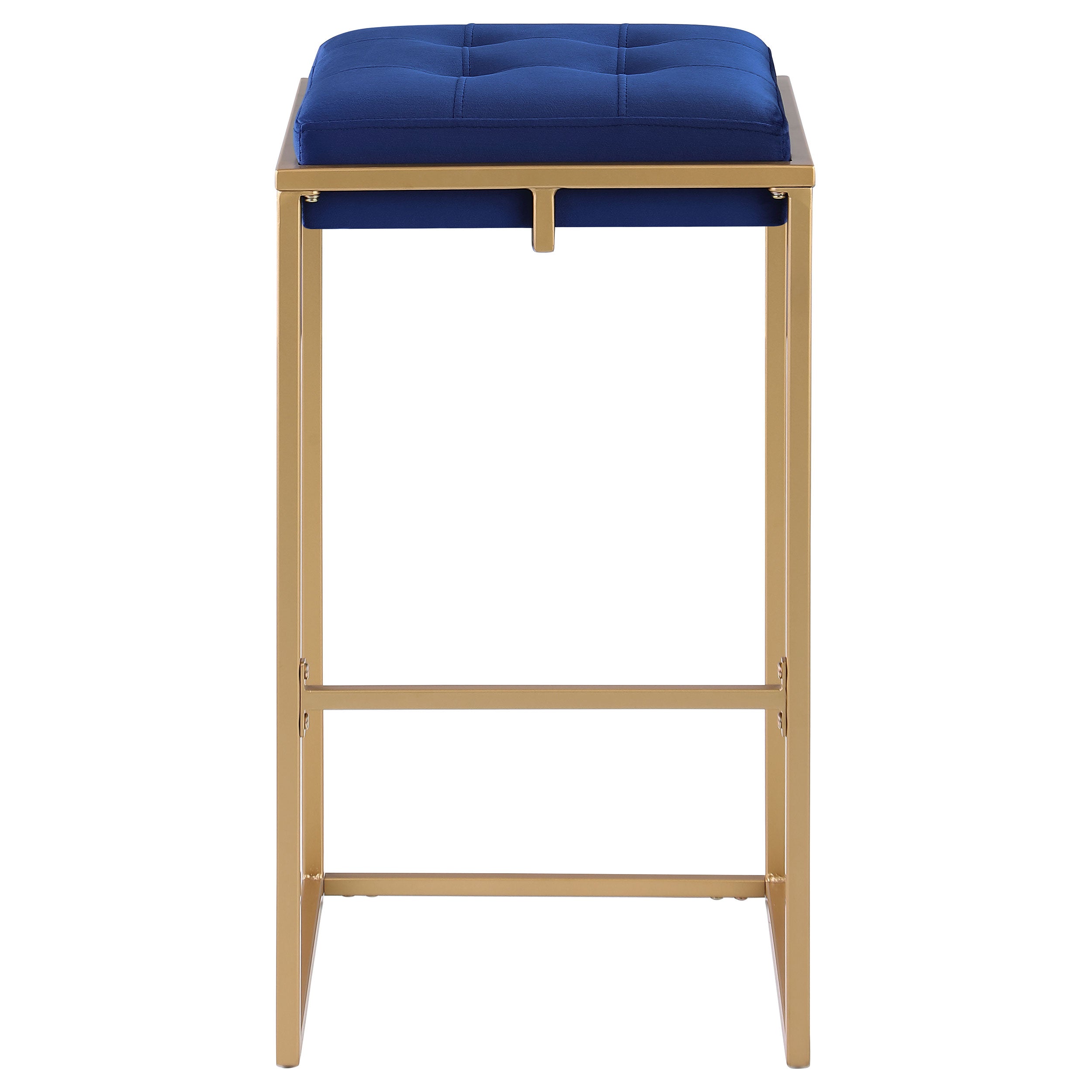 Nadia Square Padded Seat Bar Stool (Set of 2) Blue and Gold