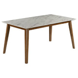 Everett  Faux Marble Top Dining Table Natural Walnut and Grey